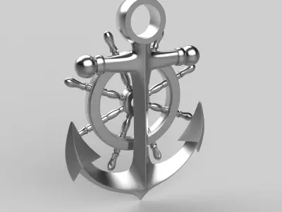 Anchor wheel pendant 3D model