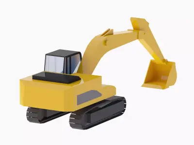 Excavator Earthmoving 336D Simplified Low-poly 3D model