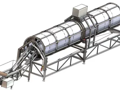 Rotary Vegetable and Fruit Drum Washing Machine  3D model