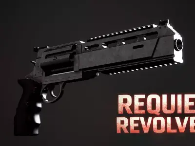 Modeling Leons Requiem Revolver from Resident Evil Full Workflow Low-poly 3D model