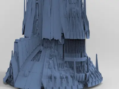 Sci-Fi Shuttle launcher moon base city Top 4 3D model