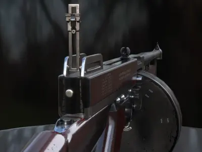 Thompson M1928 Submachine Gun Low-poly 3D model Low-poly 3D model