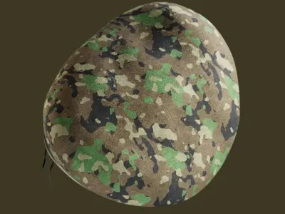 Military Beret Helmet Hat Camo green  Low-poly 3D model