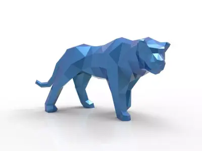 Tiger polygonal sculpture of 3D model