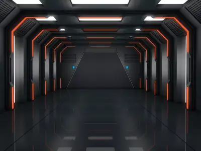 Low Poly Sci Fi Corridor  3D model