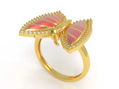 Butterfly Diamond Ring 3D print model