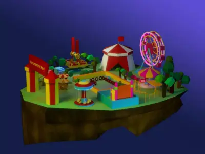 amusement park Low-poly 3D model 8