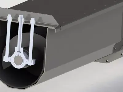 Diameter 277  length 12672 mm Utype Screw Conveyor 3D model