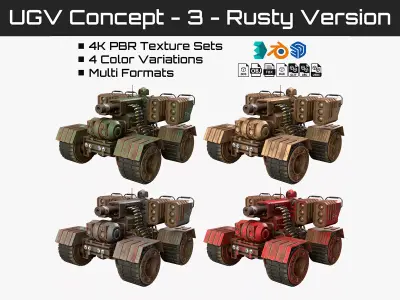 UGV Concept-3-Rusty 3D Model Pack