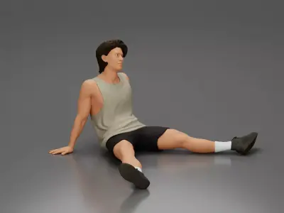Relaxed Man Sitting with Comfortable Clothing and Footwear 3D print model