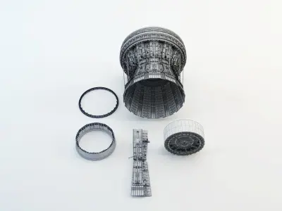 3d Military Jet Exhaust and Nozzle Detail kit II 3D model
