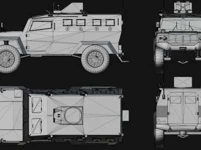 Armored Military Car Low-poly 3D model