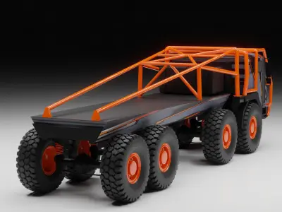 8x8 Military Truck Rigged 3D Model High Detail Army Vehicle  Low-poly 3D model