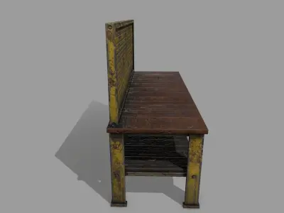 workbench bench made of wood and metal Low-poly 3D model purchase