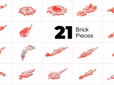 TwindBricks3D - 21-Piece Energy Effect Object Collection 3D print model