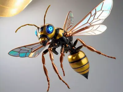 Mechanical Yellow Jacket Wasp Low-poly 3D model