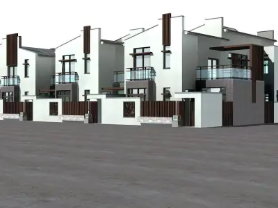 Villa residential building 3D model 3