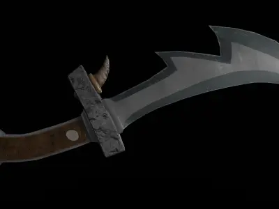 Orc Dagger with Fangs Low-poly 3D model
