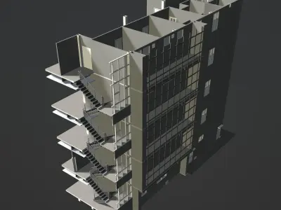 Office building in section cut 3D model