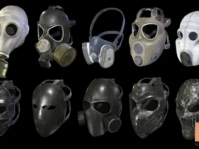 Tactical Masks Low-poly 3D model