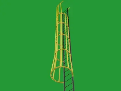 3D pipe caged side step ladder Free 3D model