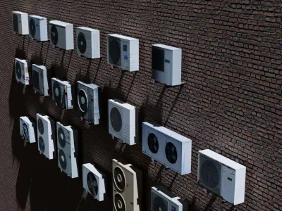 Conditioners set of speakers on wall Low-poly 3D model