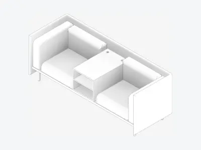 Furniture - Sofa - Contemporary - Flame - Medium - Central Shelf Low-poly 3D model