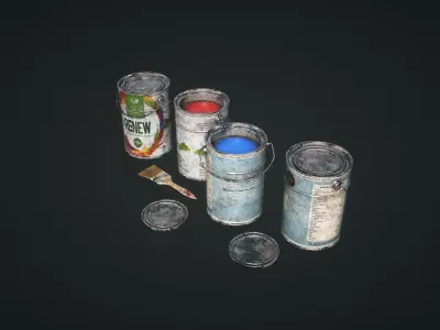 Cans Paint Low-poly 3D model