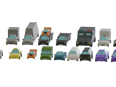 16 Low-Poly Cars Pack Low-poly 3D model