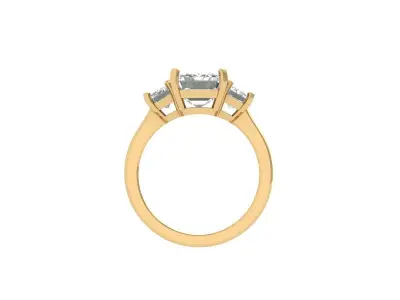 Emerald 3 Stone Ring 3D print model