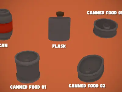 Adventurous - Food and Utensils Low-poly 3D model