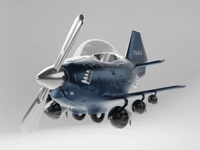 Code 1543 Custom Cartoon Plane 3D model