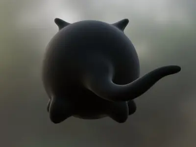 Little black cat Low-poly 3D model