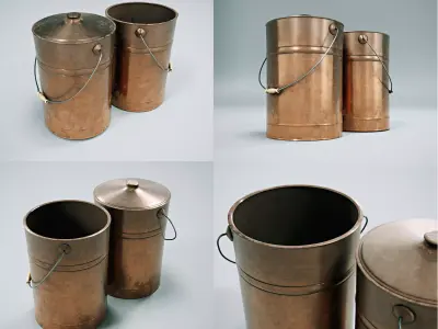 Galvanized Metal Bucket 3D model