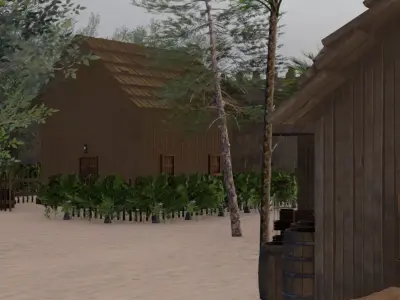 Tropical Walled Village 3D model