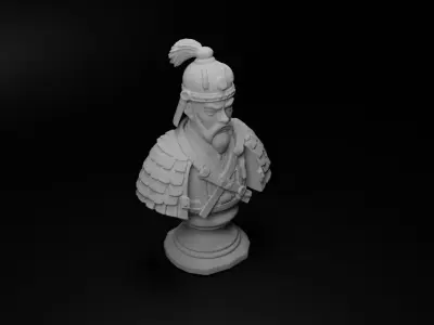 Feudal Japanese Soldier Bust Chess 3D print model shop