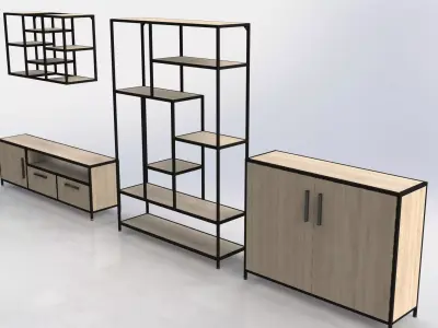 Industrial Modular Furniture Set 3D model