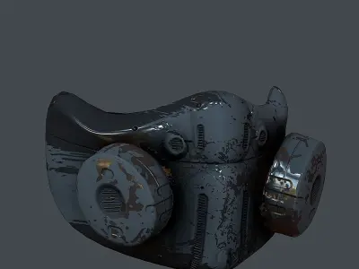 Gas mask helmet 3d model scifi  Low-poly 3D model 11