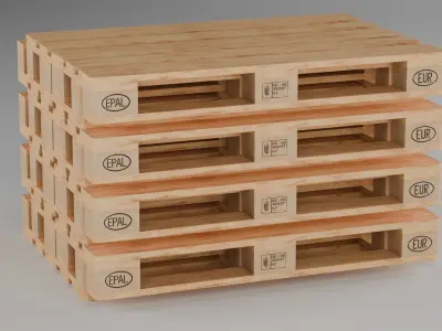 Wooden Euro and Fin Pallet Asset different conditions Low-poly 3D model