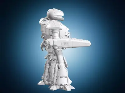 Heavy Battle Mech Miniature with Skull Face 3D print model