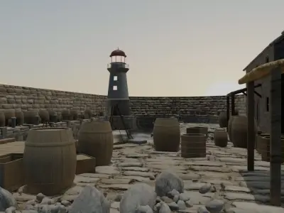 Coastal Village Harbor 3D model
