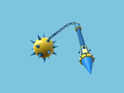 Medieval Flail 11 Cartoon - Character Fantasy Weaponry Low-poly 3D model