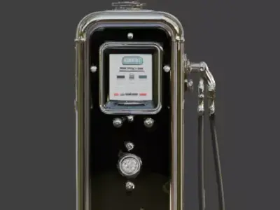Retro-Futuristic Atompunk Gas Pump Low-poly 3D model