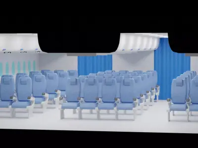 Cartoon Airplane Cabin Interior 3D model