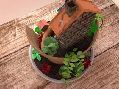 creative pot flower2 3D model