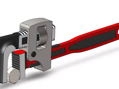 Adjustable Pipe Wrench with Bolt 3D Model  Low-poly 3D model