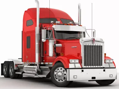 Kenworth W900 With Trailer 3D model
