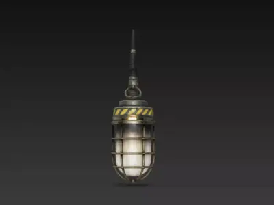 Industrial Hanging Cage Lamp - Sci-Fi Steampunk Light - PBR Low-poly 3D model
