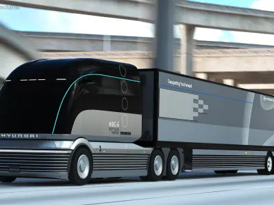 Hydrogen Concept Semi Truck Hyundai HDC-6 with Trailer 3D model