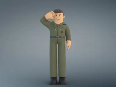 Minimal AirForce Pilot Cartoon Character 3D model
